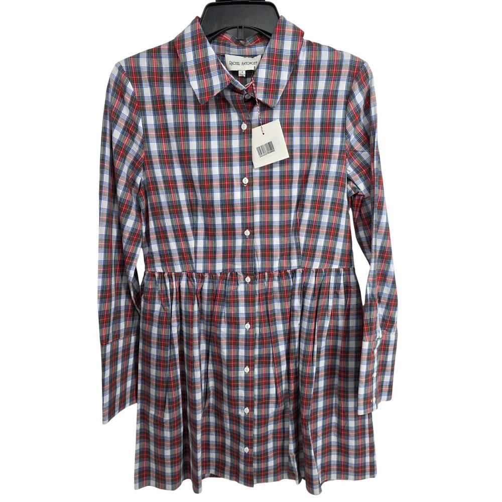 NEW Rachel Antonoff MacDonald Plaid Shirtdress Red Green Blue Size 4